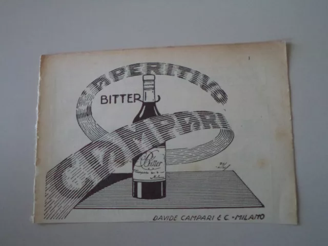 advertising Pubblicità 1934 BITTER CAMPARI