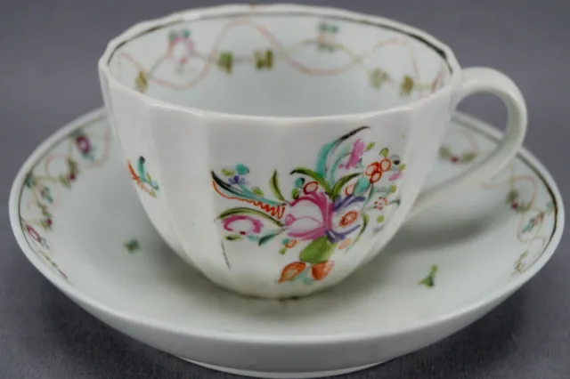 Caughley - Coalport Hand Painted Floral Porcelain Tea Cup & Saucer Circa 1799
