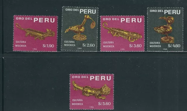 Pérou 1968 Or Alligator, Jaguar, Mochica Culture, Artifacts (Sc 505-09) VF MNH