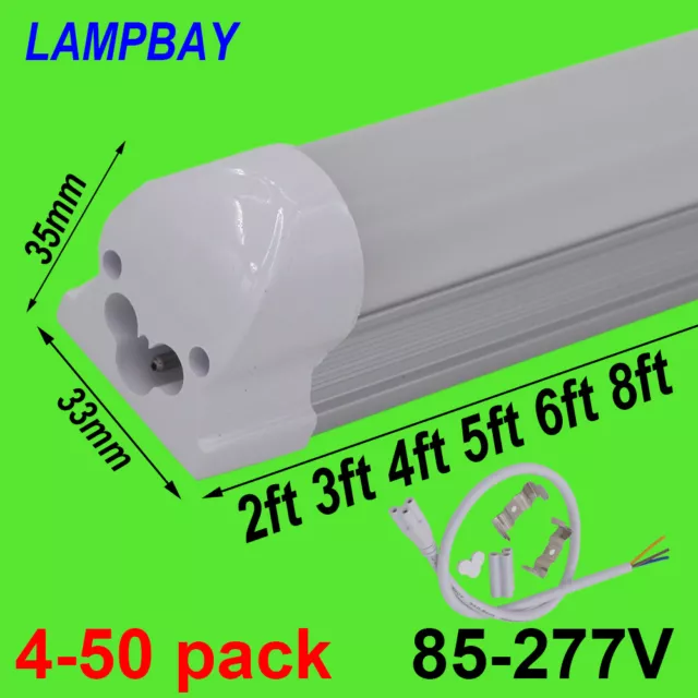 LED Tube Light 2ft 3ft 4ft 5ft 6ft 8ft T8 Integrated Bulb Fixture Linear Lamp