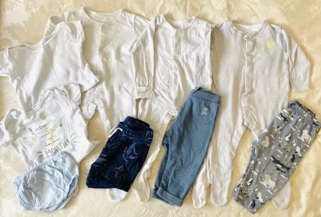 Baby Boys 6-9 Months Clothing Bundle Romper Outfits Sleepsuits Pants Vest Tops