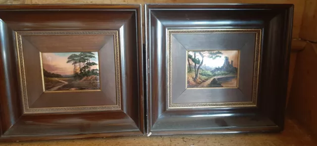 2 tableaux en émaux de limoges "paysage de campagne"