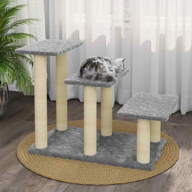 vidaXL Arbre à chat avec griffoirs en sisal Gris clair 50,5 cm