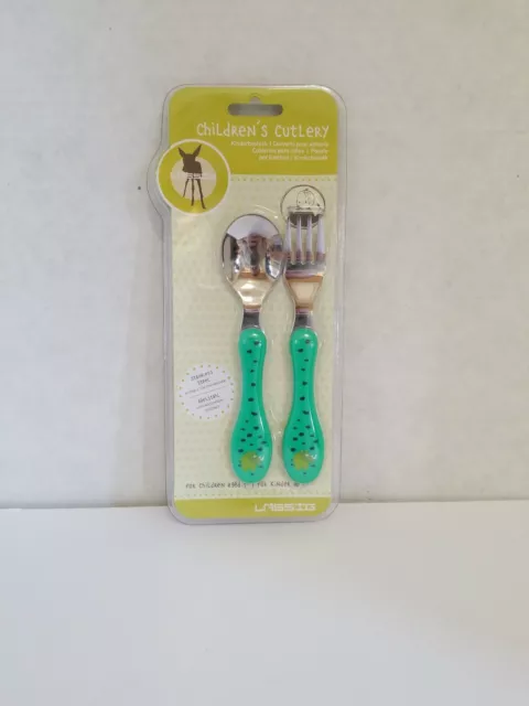 Lassig Children's Cutlery Wildlife-Rhino Infant Stainless Steel Fork + Spoon Set