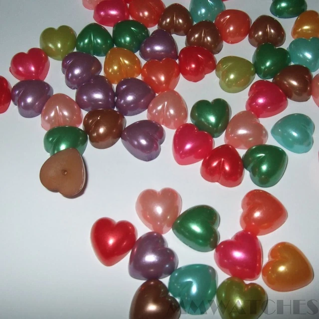 25, 50 OR 100 PCS 10mm VARIOUS COLOURS FLATBACK HEART RESIN CABOCHONS C28
