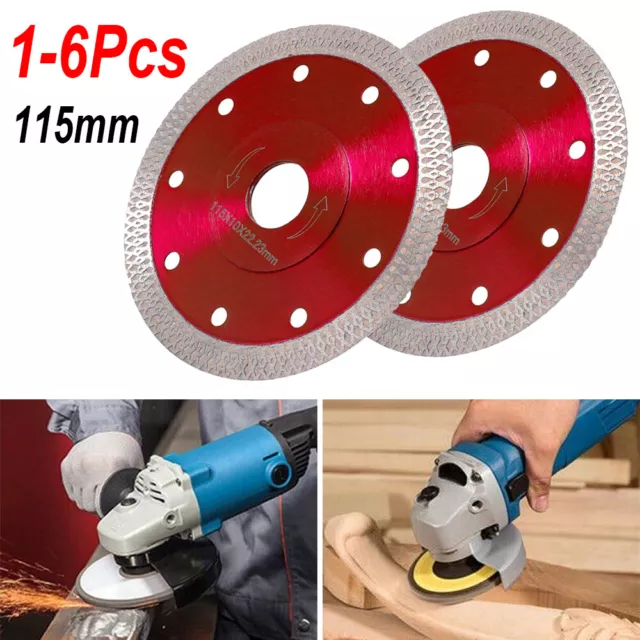 1-6X 115mm Angle Grinder Disc Thin Diamond Dry Cutting For Porcelain Tile Turbo♡