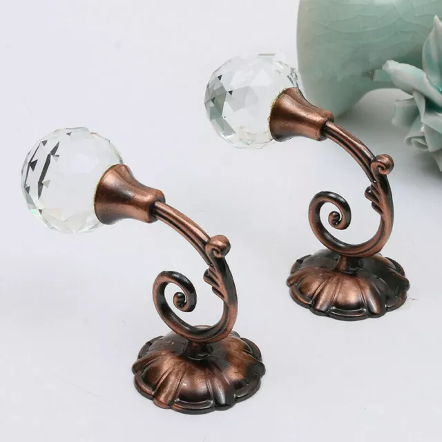 2Pcs Crystal Curtain Holdbacks Wall Tie Backs Hooks Hanger Holder Home 2