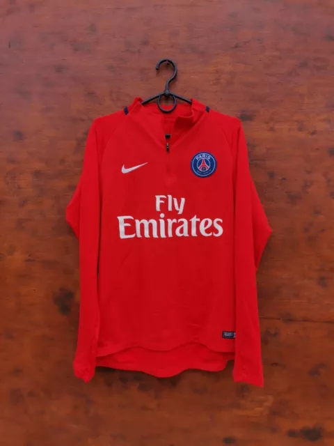 Psg Paris Saint-Germain Football 1/4 Zip Top Jersey 2017/2018 Nike Size M Adult