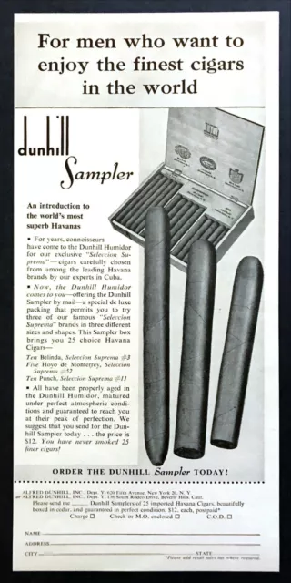 1952 Dunhill Havana Cigar Sampler photo "World's Finest Cigars" vintage print ad