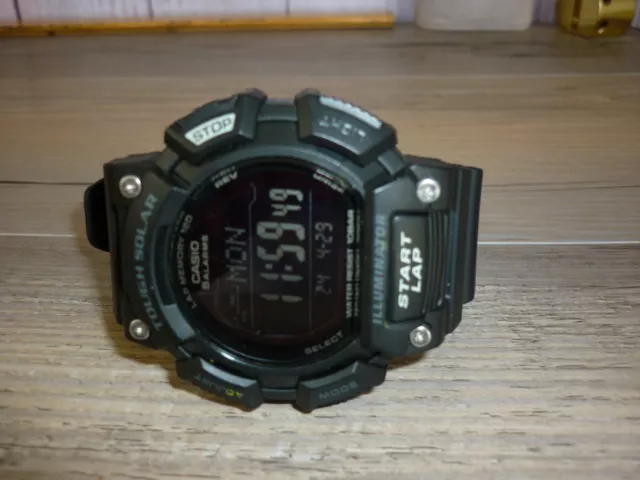 Casio Tough Solar Watch Digital Illuminator Lap Memory 120 Mens Black