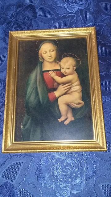 Lithographie Encadrée XIXe Siècle - Maternité Néoclassique, Cadre Laiton - Belle Décoration Vintage (12cm Diamètre)