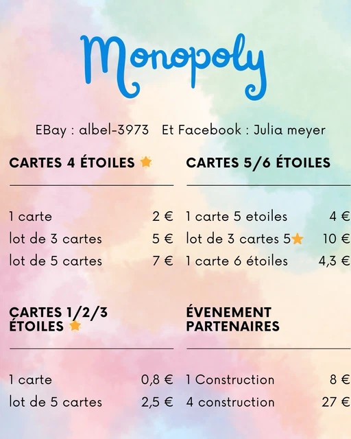 Jeu Carte Monopoly Petite Joie - Version Édition Spéciale 5 Étoiles
