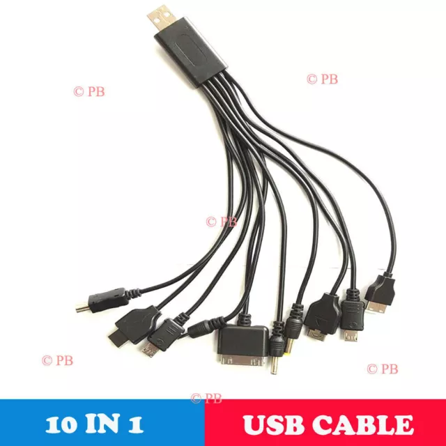 10 In 1 Multi Function Mobile Phones Game pin USB Charger Cable Universal