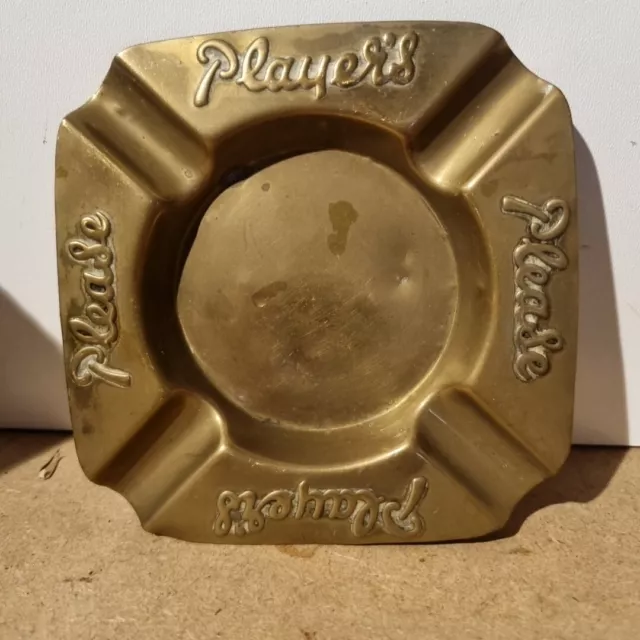 Vintage 'Player's Please' Brass Ash Tray Original in Good Used Condition