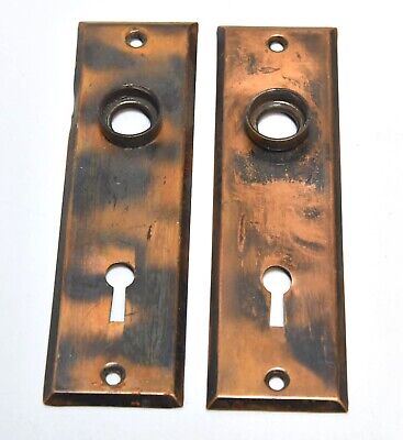 Vintage Matching Jappaned Finish Door Knob Backplates
