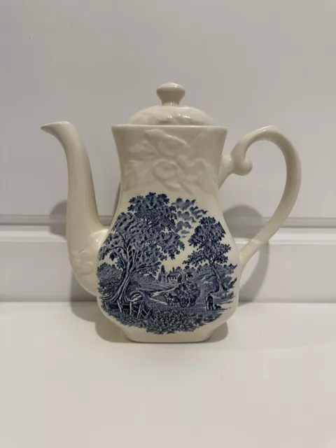 Blue & White transferware English Ironstone Tea pot Coffee pot