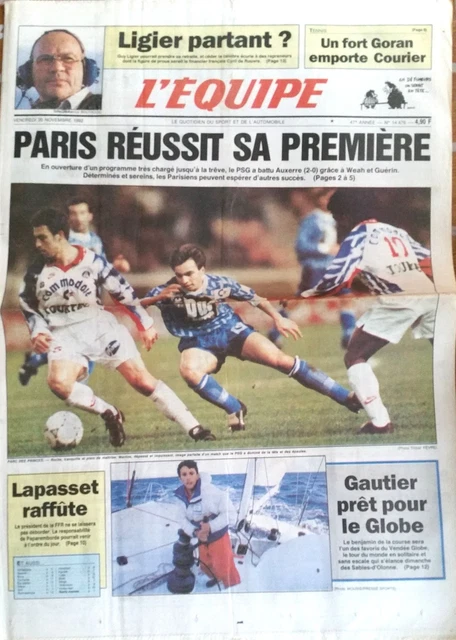 EQUIPE 25-11 1992 FOOTBALL EUROPE PSG-ANDERLECHT 0-0 STANDARD-AUXERRE 2-2 OM