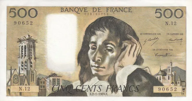 500 Francs Pascal - 02/01/1969 -  Série N. 12