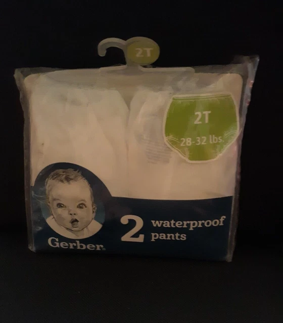 Vintage Gerber Baby Plastic Pants Diaper Cover Milky White 2T Waterproof 2 pants