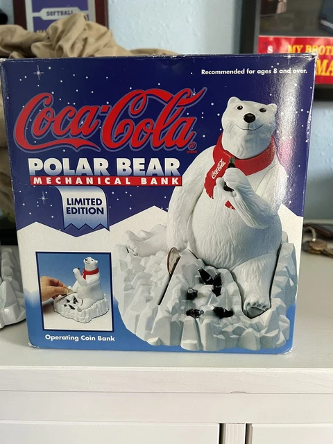 Vintage Coca Cola Polar Bear Mechanical Coin Bank 1995 ERTL Coke Limited Edition