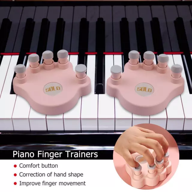 1 Pair Piano Finger Trainers Hand Strength Exerciser for Beginner (Pink)