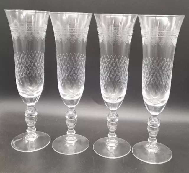 Set of 4 Vintage Pall Mall Lady Hamilton 7½" Tall Champagne Flutes Glasses