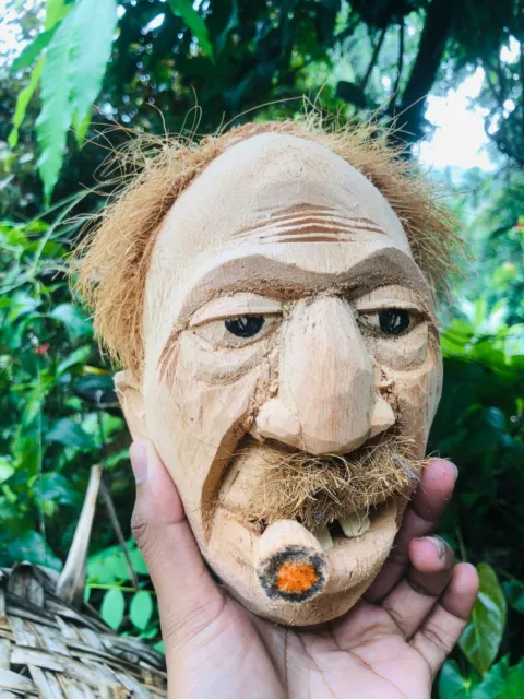 Hand Carved Coconut Husk Tiki Decorative Wall Hanging Mask Home Decor Wall Decor