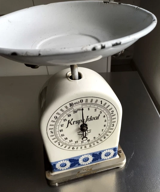 Küchenwaage Krups Ideal D.R.G.M.  Tellerwaage Porzellan Emaille 10 KG