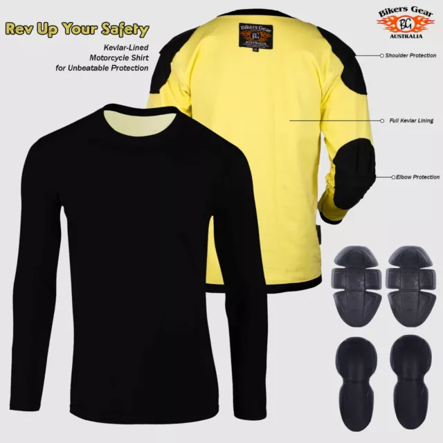 Australian Bikers Gear Motorcycle Motorbike Kevlar Lined Cotton T-shirt + Armors