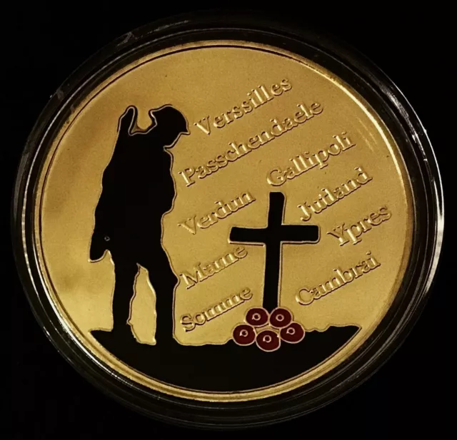 The Great War 1914-1918 Gold Plated Commemorative Challenge Coin & Acrylic Case