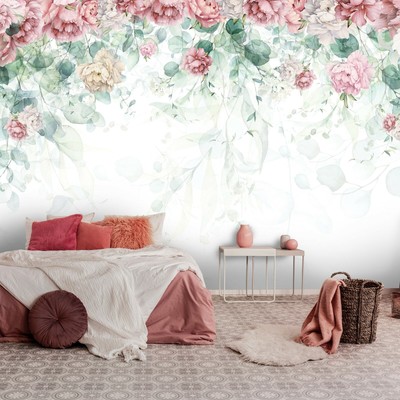 Lee Papier Paint Intissé Fleurs Rose Fleuri Panoramique Salon Chambre Trompe l'oei 