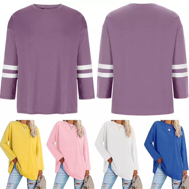 Maglione Tunica Camicia Top Maglietta Maglietta Ampia Casual Manica Lunga A 3