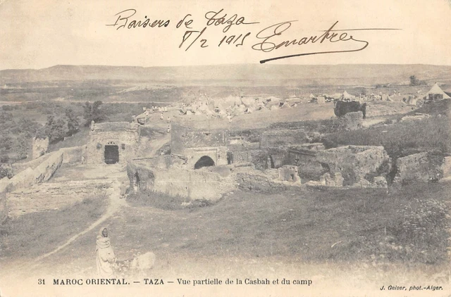 Cpa Maroc Taza Partial View Of Casbah And Camp