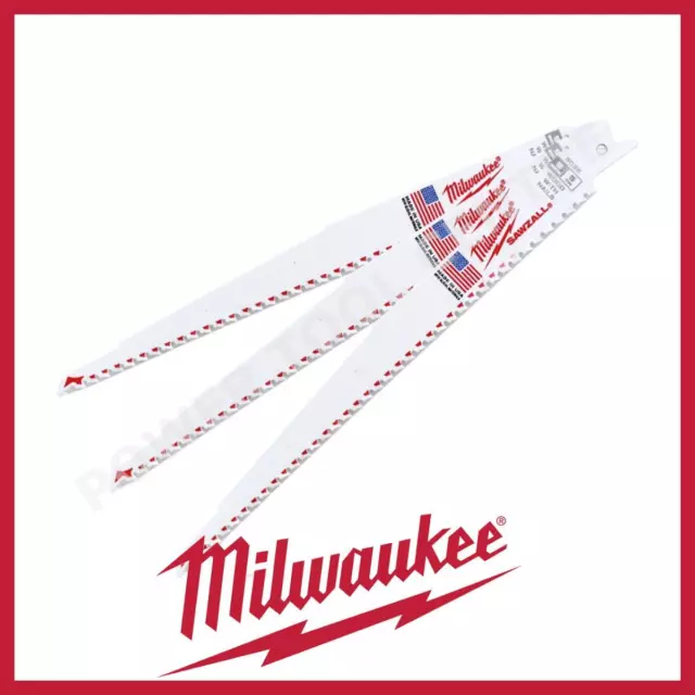 Milwaukee 3 Pack SAWZALL Reciprocating Saw Blade 230mm x 5TPI Wood Cut