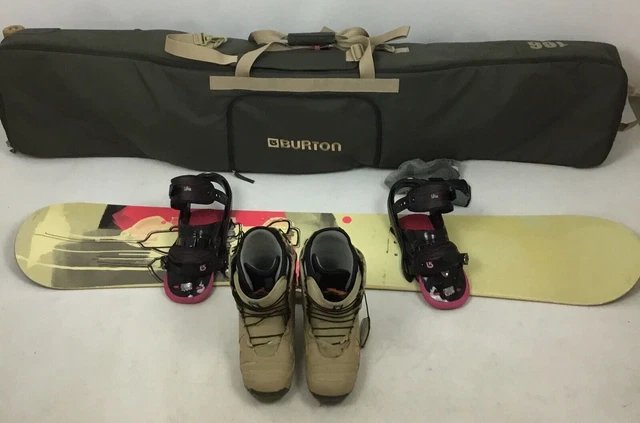 Burton Blunt Wide Snowboard 155cm Long Lexa Bindings Emerald Boots Women's UK5.5