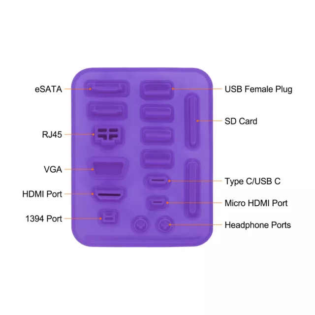 80pcs USB Port Plugs Covers Caps Silicone Anti Dust Protector Purple(16pcs/Set) 2