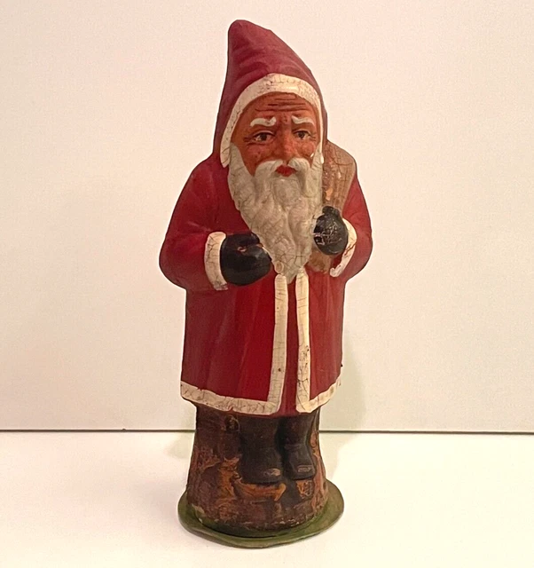 CANDYBOX - Ancienne Boîte à bonbons PERE NOEL déco en papier mâché peint 24CM