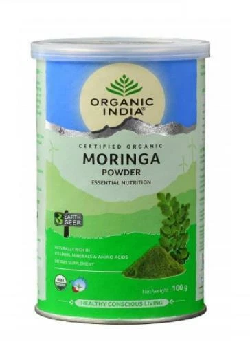 Organic India Moringa Polvo 100 Gramos Lata Usda Gmo Cert Energía Vitalidad