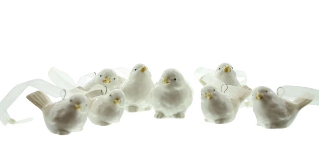 Salvare Set 2x Hänger " Birdie ", 8er Porcellana Uccelli, Cremeton, Decorazione,