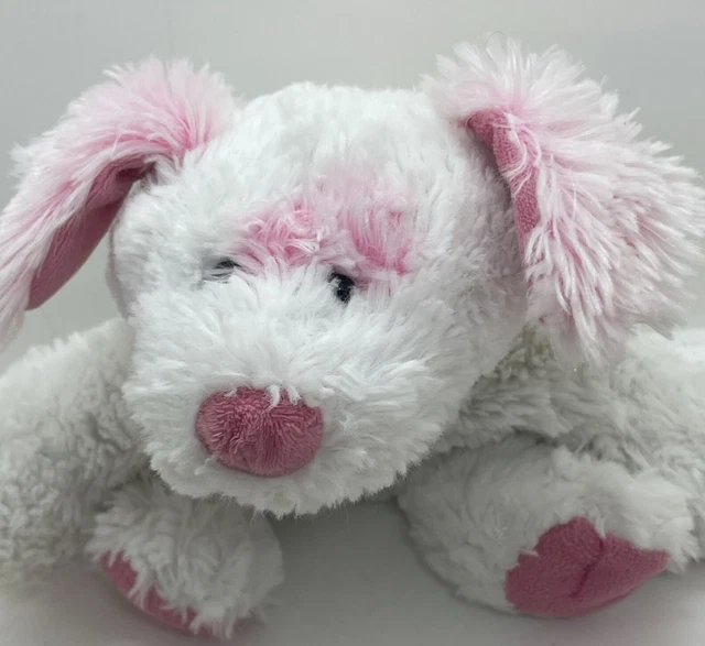GANZ WEBKINZ CREAM Soda Puppy HM470 no code Pink Patches White Dog Pup Plush 8.50 PicClick