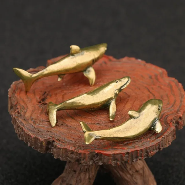 Figurine miniature authentique dauphin en laiton vintage ornement animal marin
