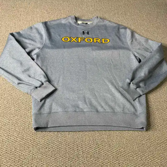 Under Armour Womens Oxford Sweatshirt Size Medium Gray Fleece Pullover Sweater