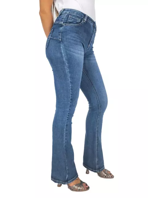 Jeans donna pantaloni a ZAMPA elasticizzati push up aderenti nuovi vita alta