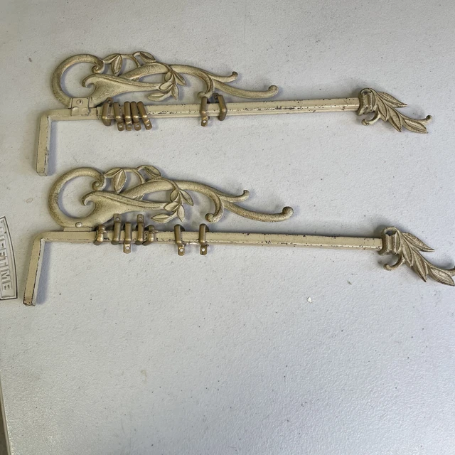 Antique Cast Iron Swing Arm Adjustable Curtain Rod/Sign Holder Bracket Set Of 2