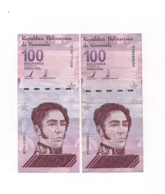 Venezuela 100 Bolivar Digitales 2021 X 10 Pcs Used