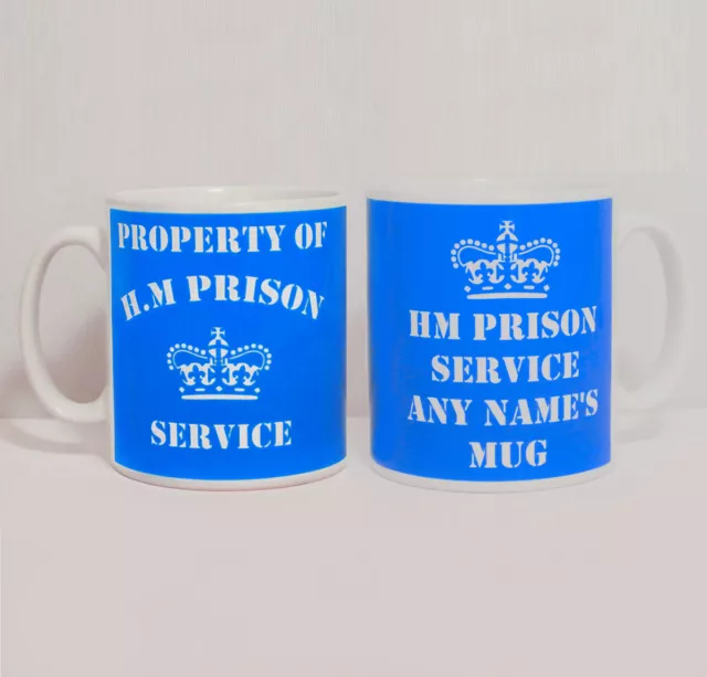 PERSONALISED Property Of HM Prison Service Single Mug Funny Prisoner Ex Con Gift