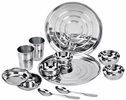 Stainless Steel Dinner Stain Resistant Handmade Indian Designer Set of 12 Pcs