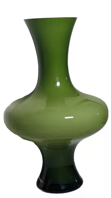 Retro Vase Green Color Glass Hooped Cased Mid Mod Finland Limited Buy Now