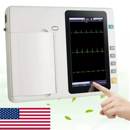 Carejoy Digital 7inch Touch ECG EKG Machine 12-lead 3-Channel Electrocardiograph