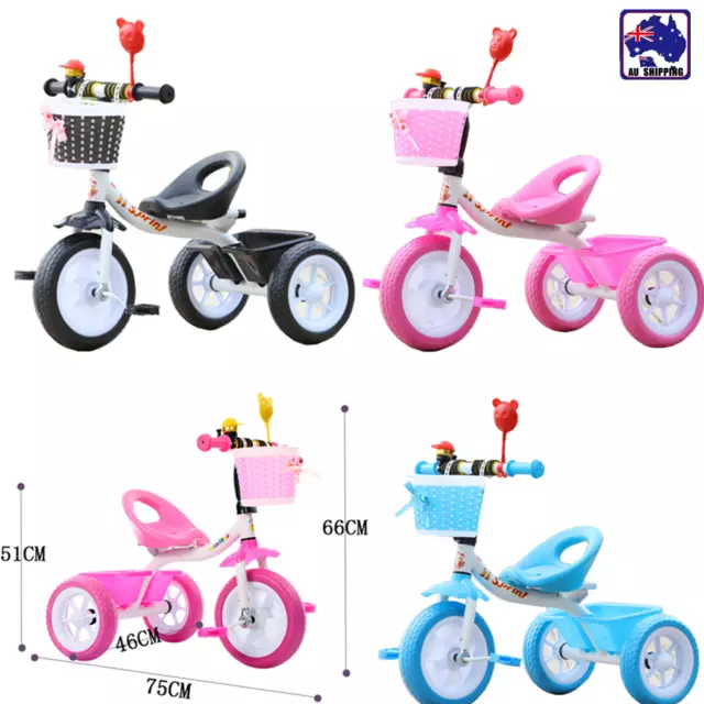 3 Wheel Bike Bicycle Tricycle Trike Basket Kids Children Toddler Toy TDA5190
